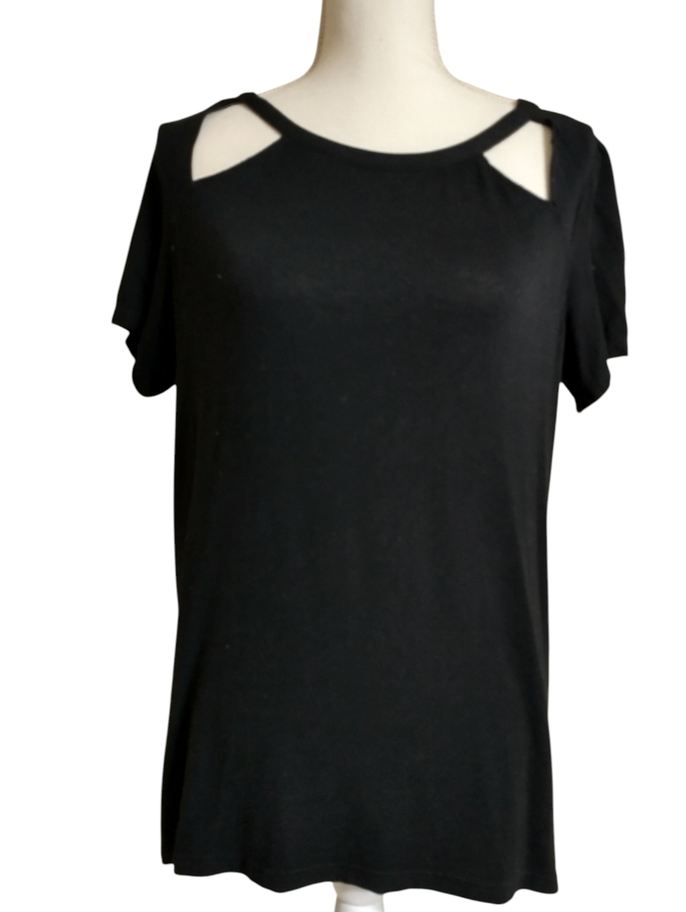 Black Cutout Shoulder Top
